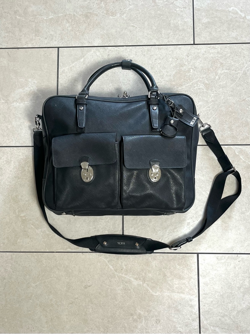 Tumi Black Leather Briefcase Bag (Read First)